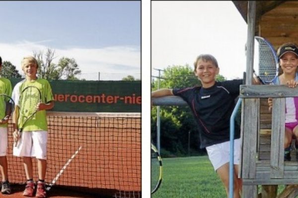 links Knaben 2: v. l. Florian Liebl, Christian Zißlsberger, Florian Forstner und Felix Hagenah rechts: Bambini, v. l. David Schwaiger, Magdalena Sagerer, Tizian Thaler und Carmen Lehner